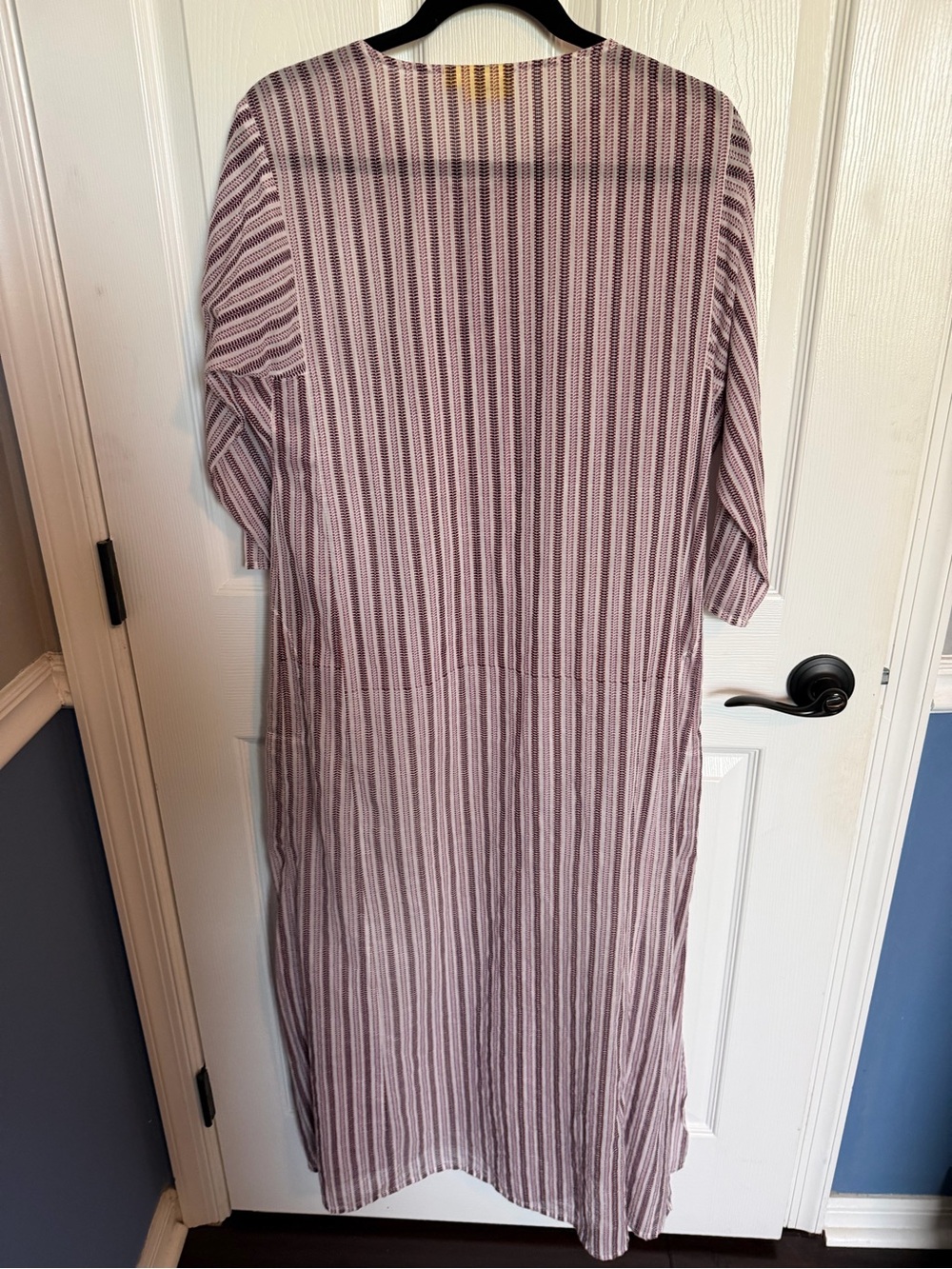 Roller Rabbit Mauve and White Striped Button-Front Sheer Maxi Dress M - Picture 2 of 3